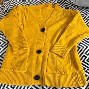 Women's Mustard Yellow Cardigan Sweater
